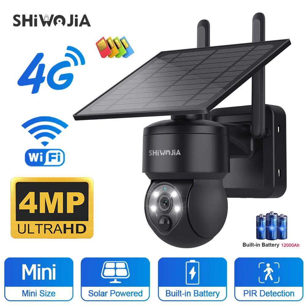 Home Security Panel - SHIWOJIA WIFI Draadloze PTZ Solar Camera