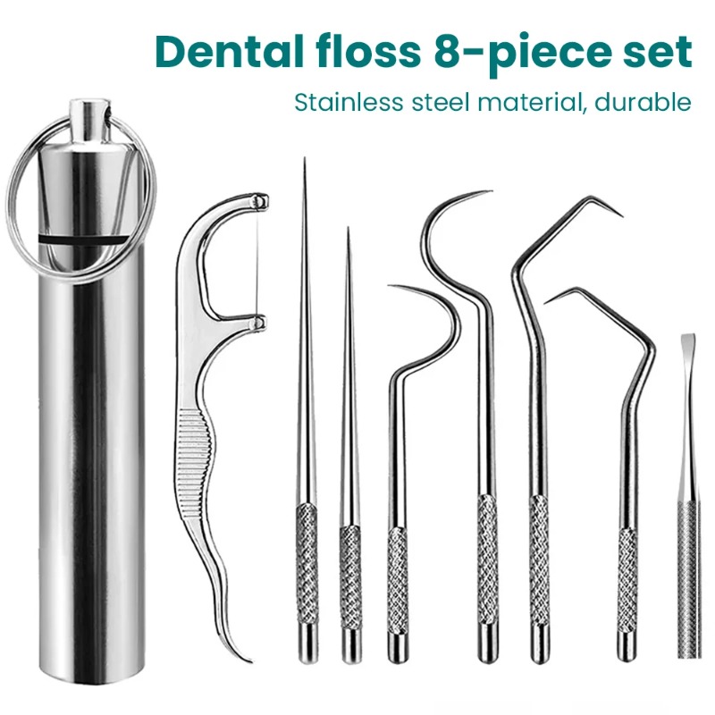 Lock Picking Set - Roestvrijstalen tandenstoker Draagbare tandenplukgereedschap Mondverzorging Tandheelkundige