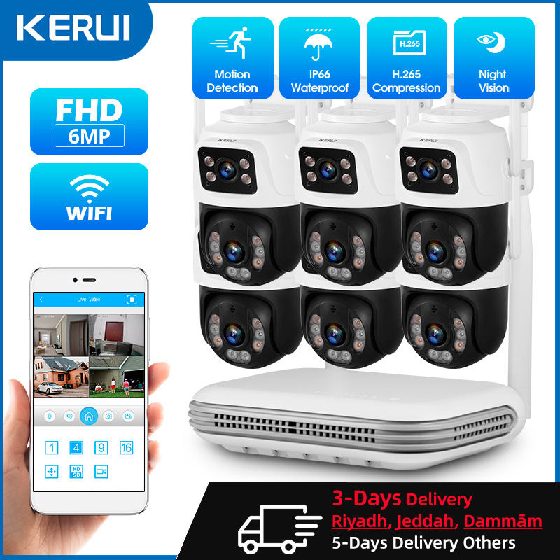 Home Security And Camera Systems - KERUI Waterdichte 6MP HD Draadloze Dual