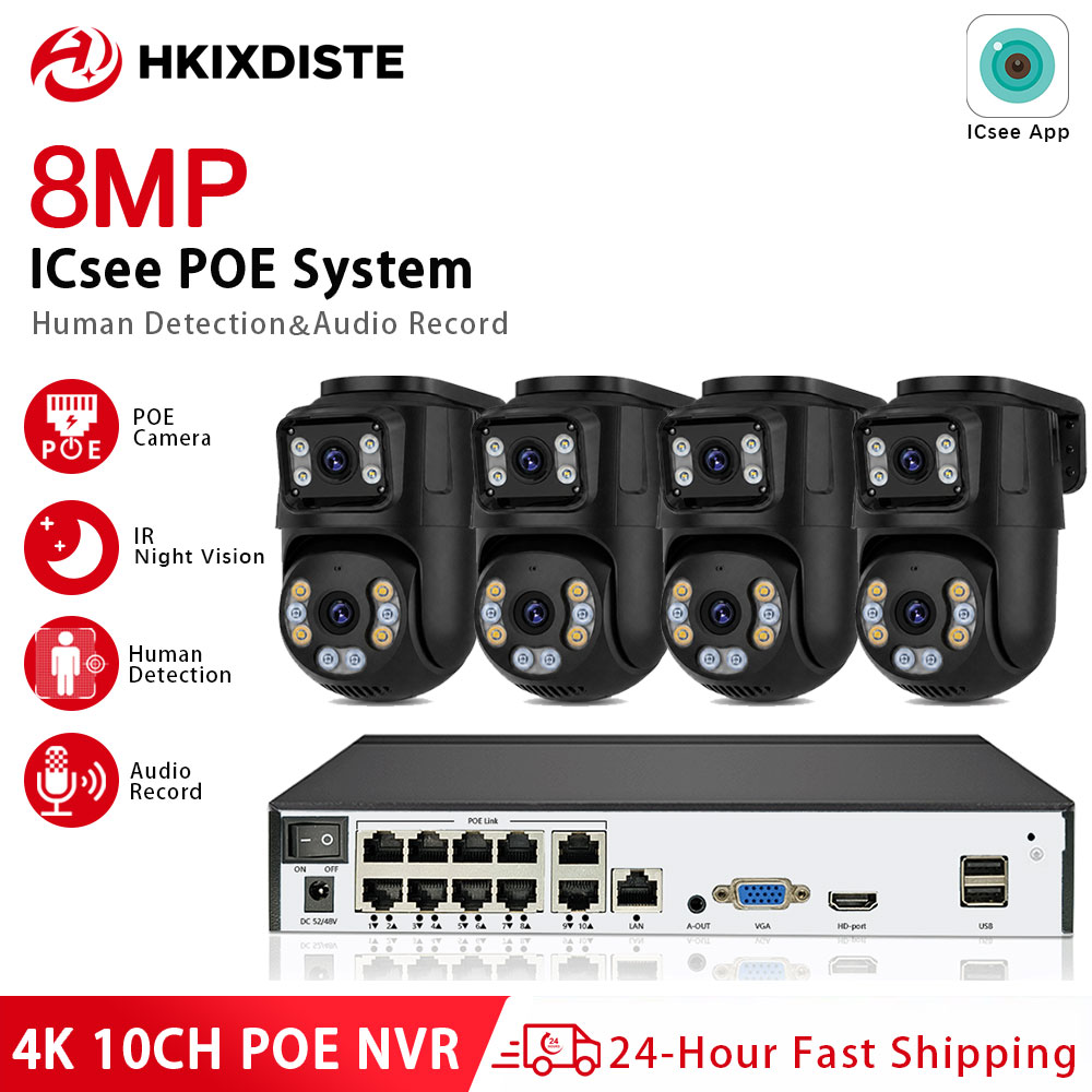 Home Security And Camera Systems - ICSee 4K 8MP 10CH POE beveiligings-IP-camerasysteem