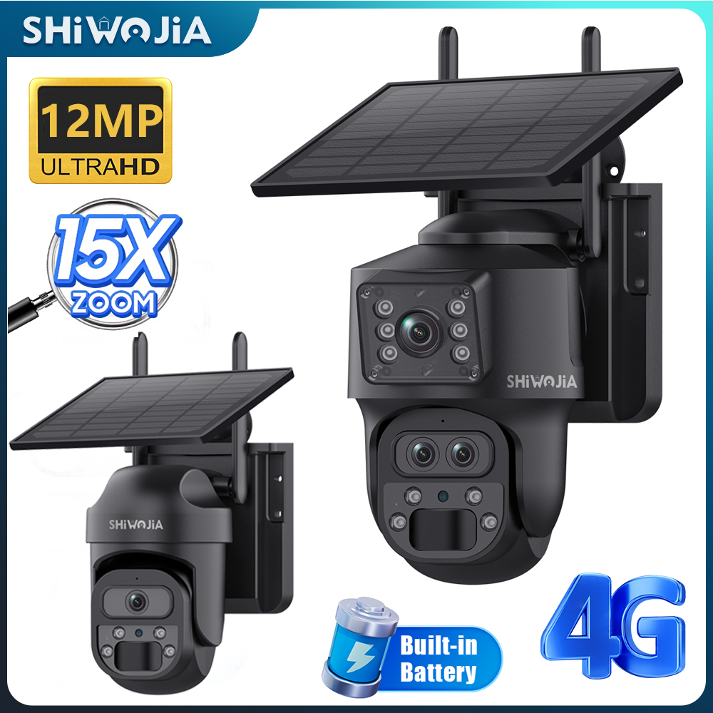 Home Security Panel - SHIWOJIA 15X ZOOM zonnecamera 4G 12