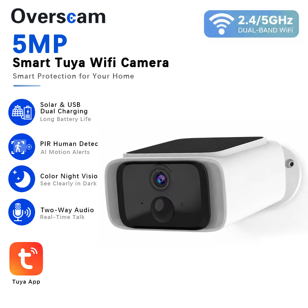 Home Security Group - Tuya 5MP Solar Beveiligingscamera Draadloze Outdoor