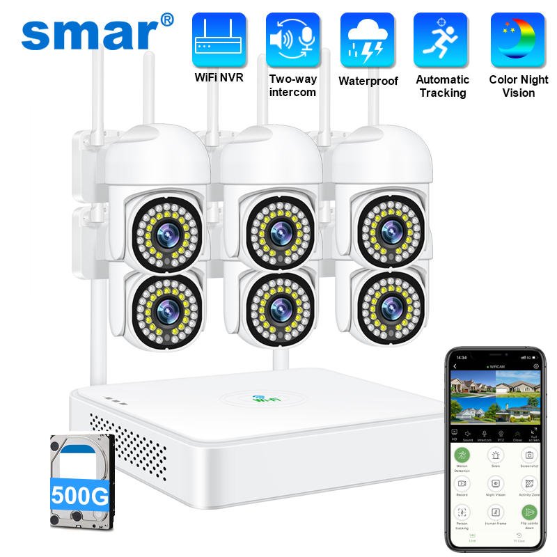 Home Security Group - Smar 3MP Draadloos CCTV-beveiligingscamerasysteem PTZ Wifi