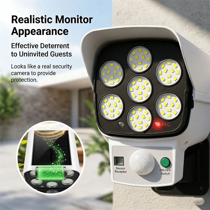 Zonne-aangedreven nep-beveilig - Home Security Flood Lights recensie en prijs