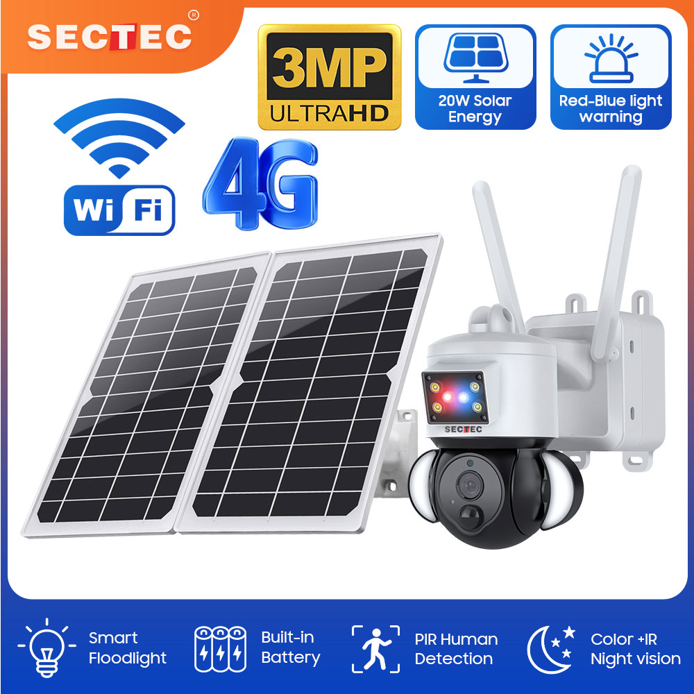 Sectec 20W Zonnebatterij Rood  - Home Security Flood Lights recensie en prijs